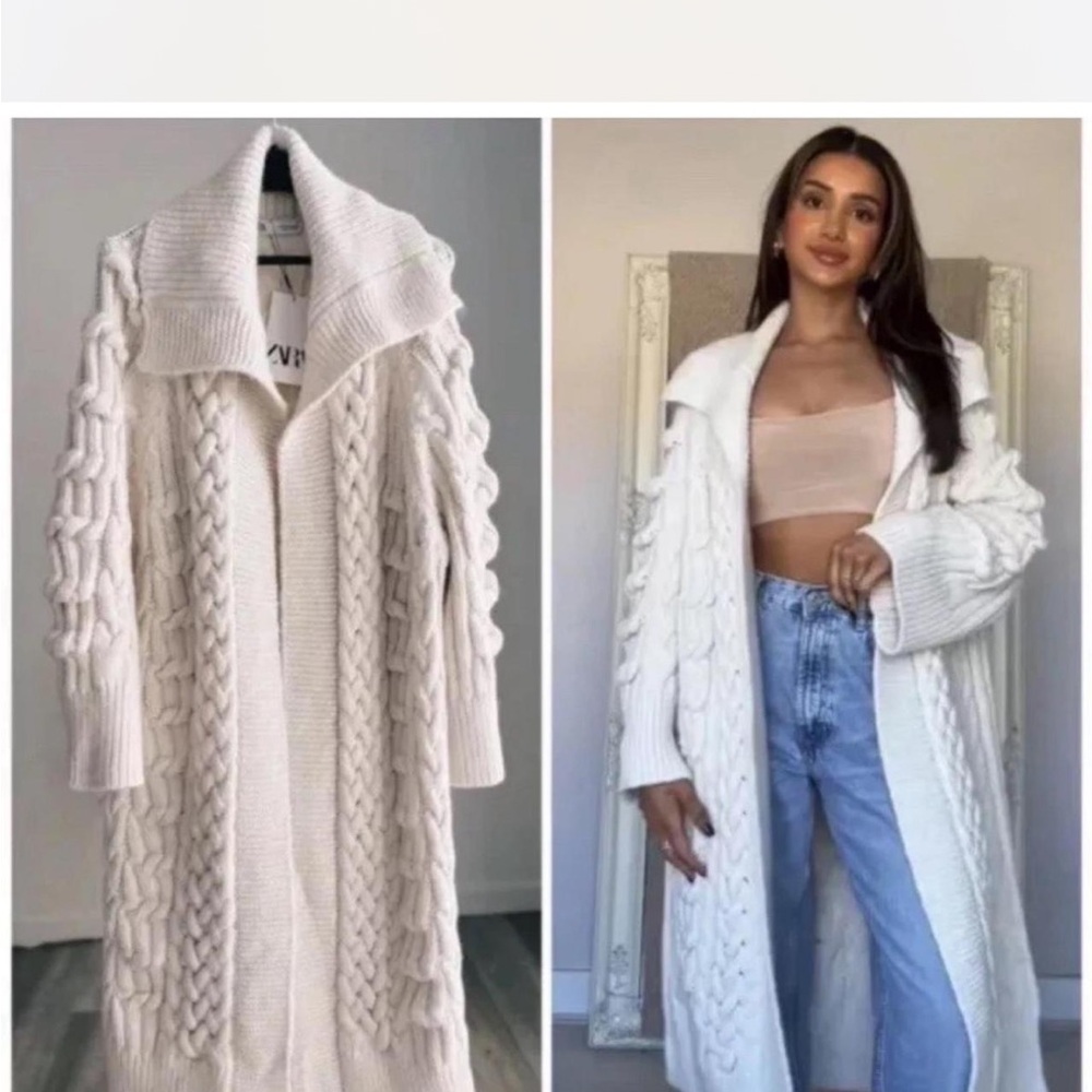 Women's White Cable Knit Sweater